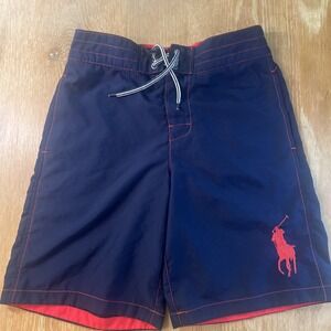 Polo Ralph Lauren Boys Shorts Medium 10-12 Red Big Pony Board Swim‎ Trunks Youth